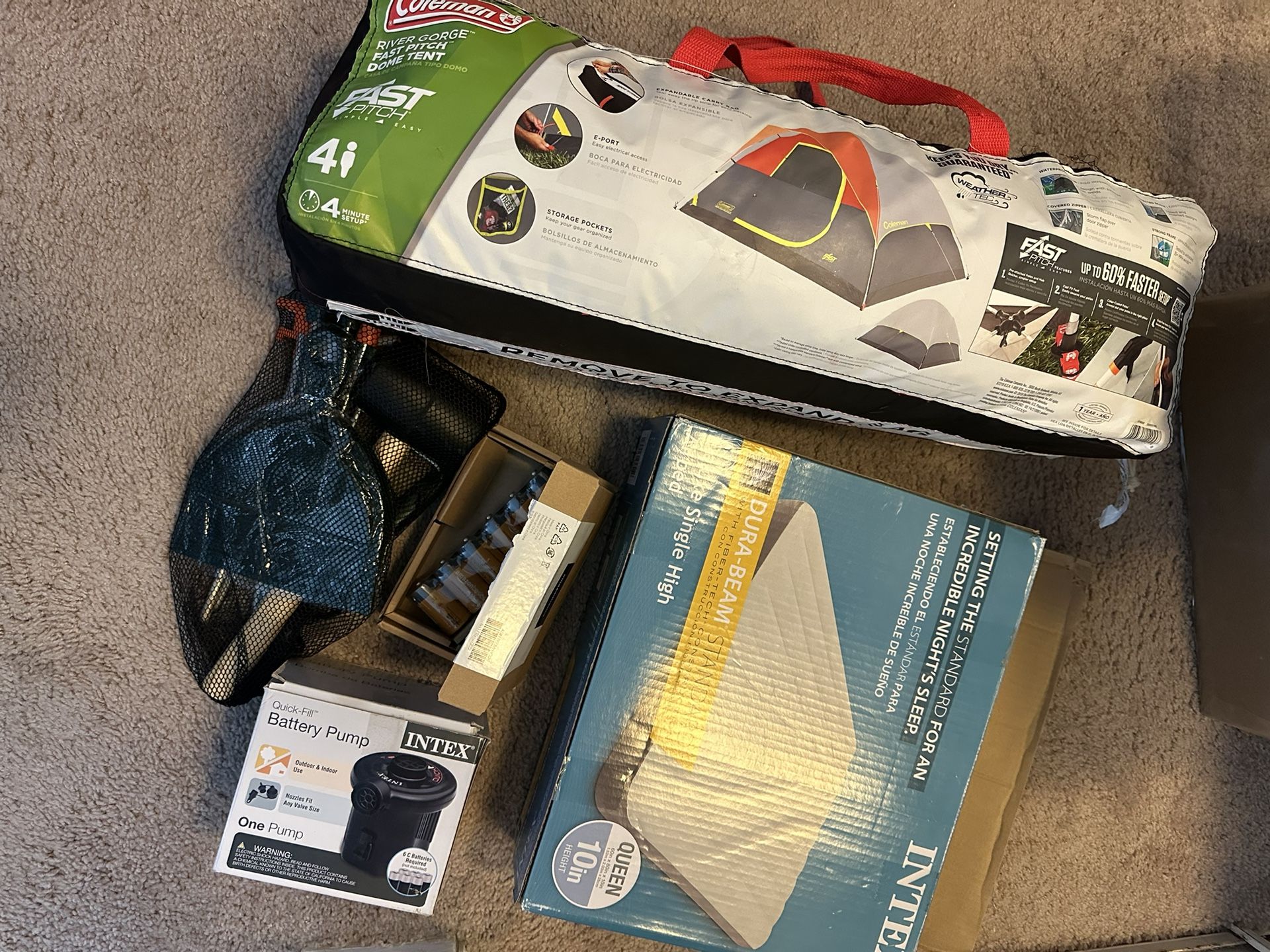 Coleman Camping Tent + Airbed + Sleeping Bag