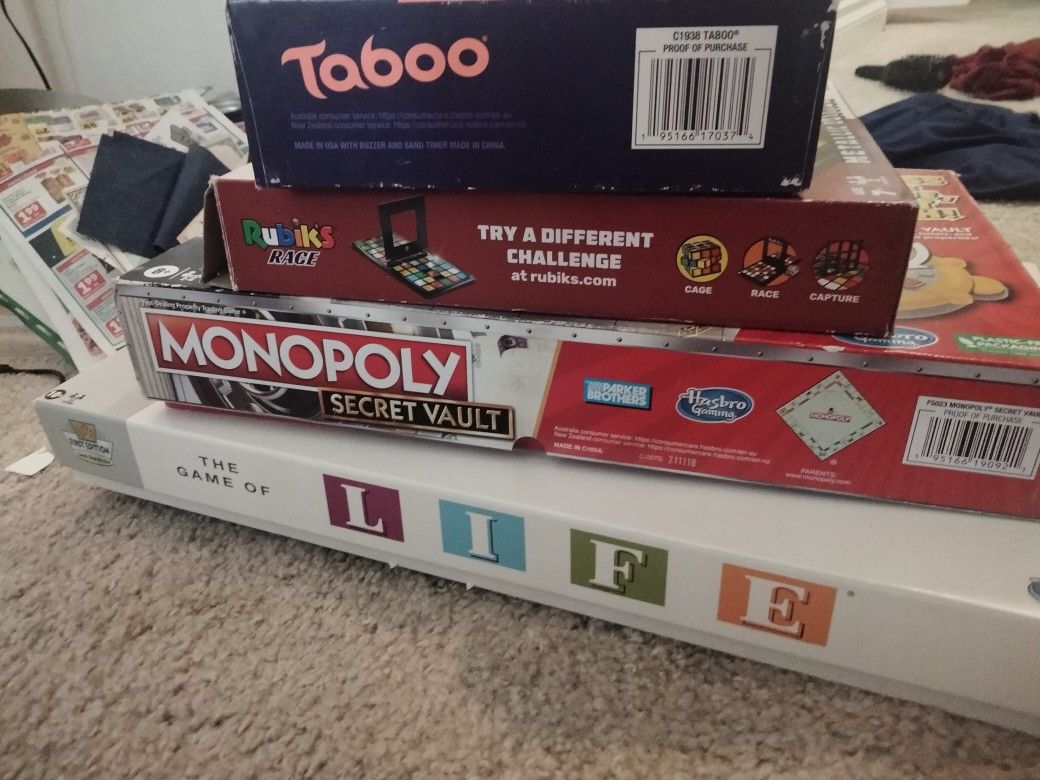 9 Board Games, Assorted DVDs, Blu Ray, Etc. All Inclusive.