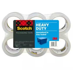 Scotch 1.88 in. x 54.6 yds. Heavy Duty Shipping Packaging Tape (6 Rolls per Pack)=Tools-108