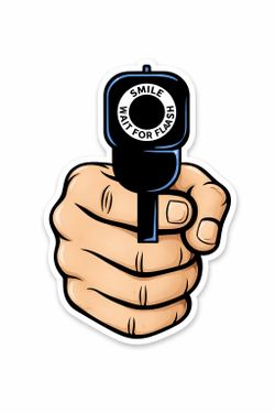 4” Smile and wait for the flash Gun Sticker Car Bumper Decal Glock
