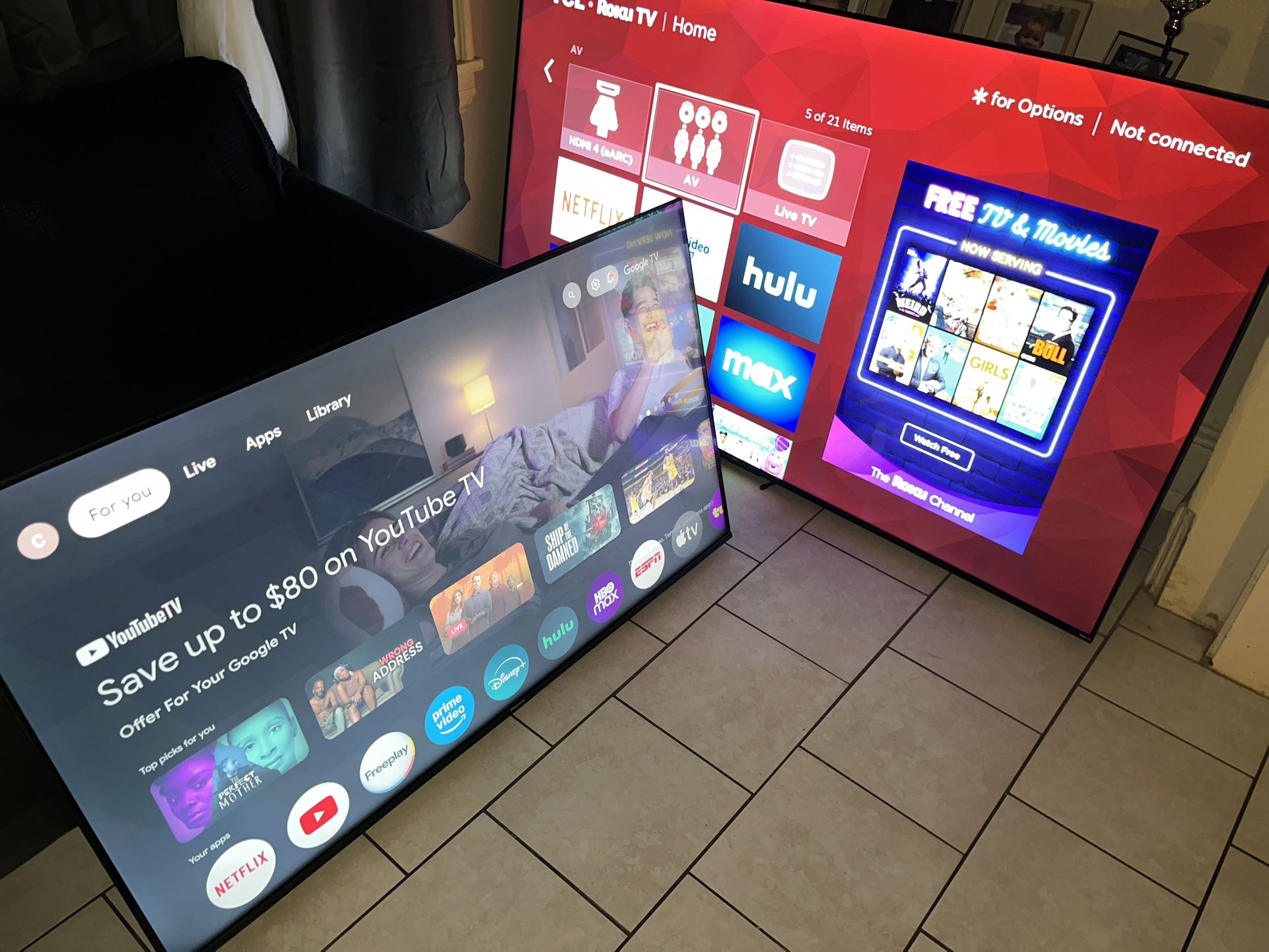2 Tvs One 70 Inches And The Other One I Think Is A 55 Or 65 Not Sure Please Read Description Both For $450 Today only