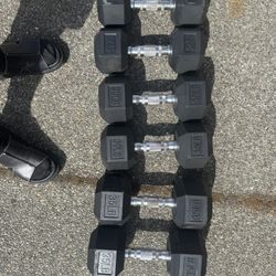 Set of 25 30 & 35 Lbs Hex Dumbbells