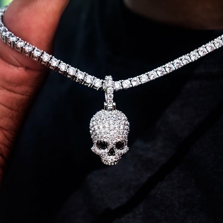 Iced Out Skull Pendant With Chain,All Products : American Fashion Style Bags On Sale