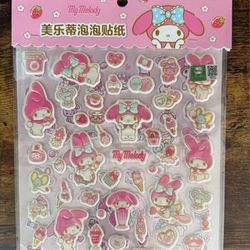 NEW and SEALED Japanese Sanrio My Melody Puffy Hello Kitty Friends Raised Sticker Sheets just $8 xox