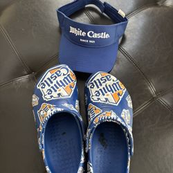 white castle hat  and shoes .