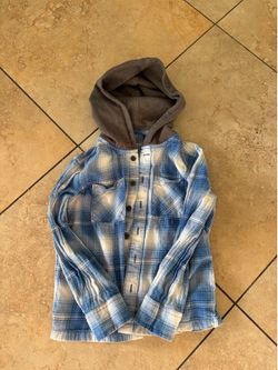 Boys flannel button up with hoodie