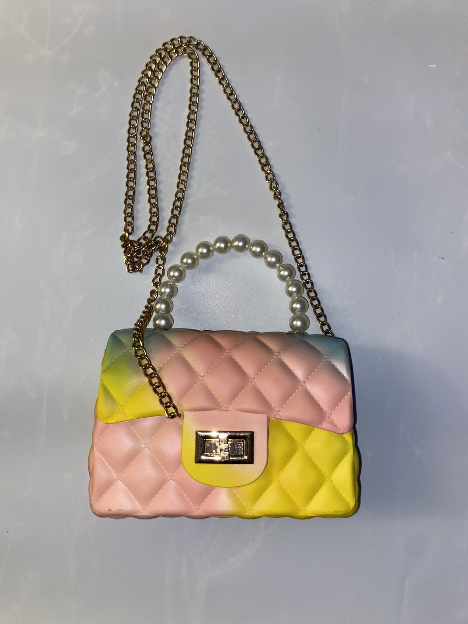 NWT Deluxity rainbow shoulder purse w/ faux pearls