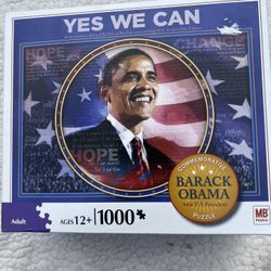MB Hasbro BARACK OBAMA Commemorative Puzzle Yes We Can 1000 Pc. Sealed 