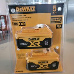 DEWALT
20V MAX XR Premium Lithium-Ion 5.0Ah Battery Pack
Brand New ( each Battery Price)
$70.00  firm on price 