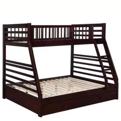KIDS BUNK BED W/ LADDER & DRAWERS 