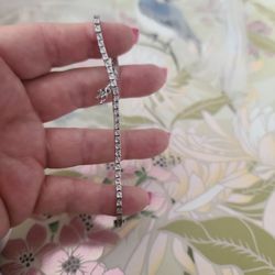 New Sterling Silver And Diamond Bracelet 6" Price Was $150 AVAILABLE