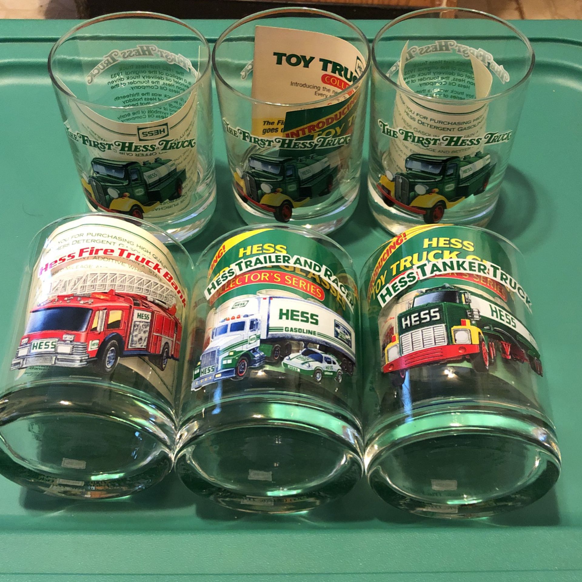 Hess Toy Truck Glasses Collector Series (Set Of 4 And 2 extra)