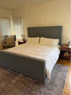 RH King Parsons Slipcovered Bed frame with Footboard