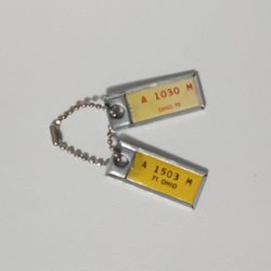 2 Vintage Ohio Disabled American Veterans License Plate Key Tags 1970, 1971