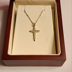 Sparkly Silver Cross Necklace