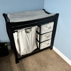 Baby Changing Stand With Drawers And Hamper 