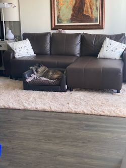 Faux Leather 3 Person Couch (converts Into Queen Size Bed)