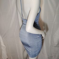 Sky Blue Runched Mini Dress......(Size) S/M.  In Different Colors