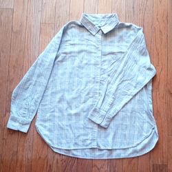 Old Navy The Classic Shirt Women's Gray White Plaid Flannel XL  