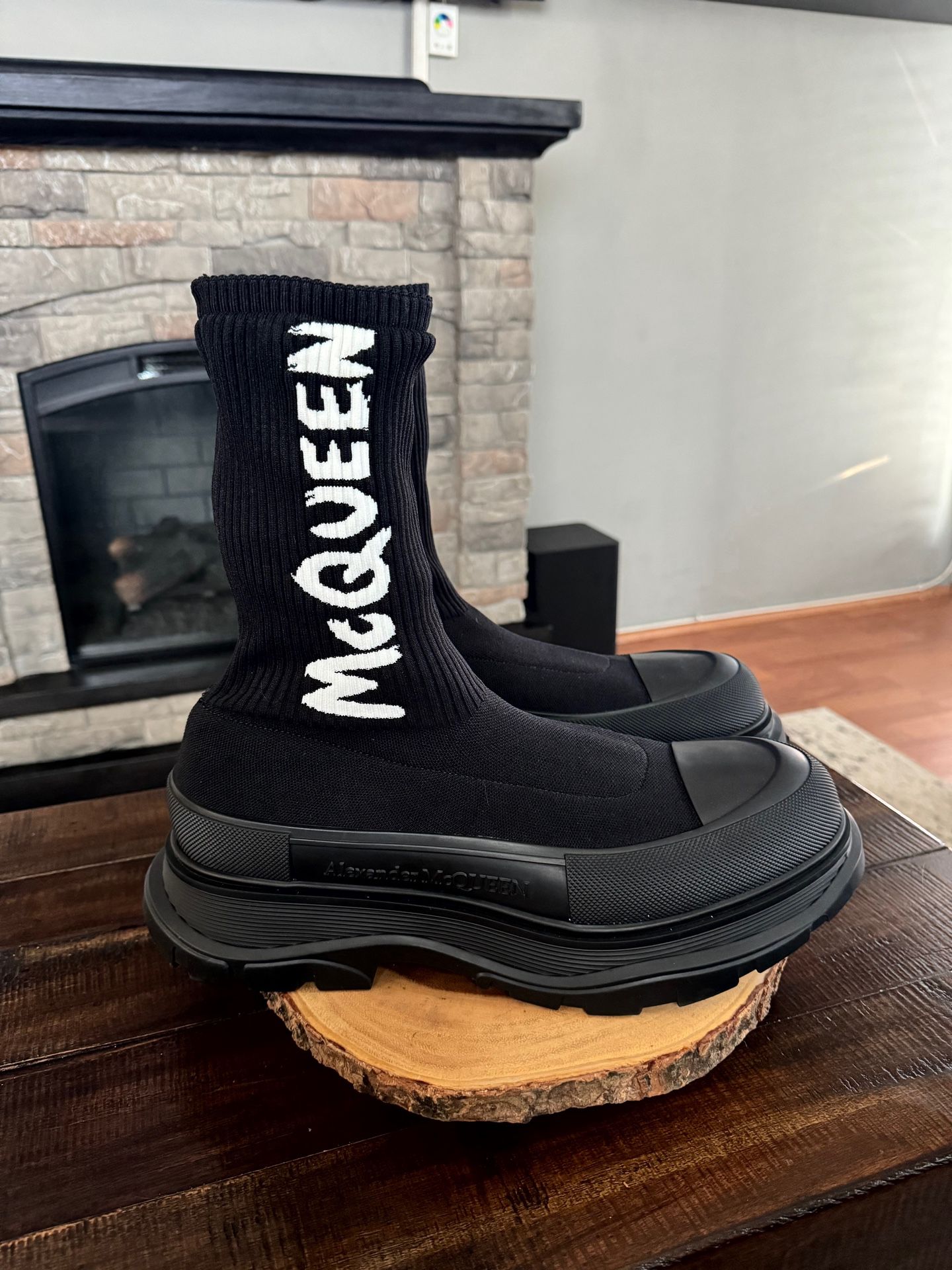 New! Men’s Alexander McQueen graffiti Tread sock sneaker boot. Size 13.5(46.5) Retail $990. 100% Authentic with box and dust bag. Brand new worn. 