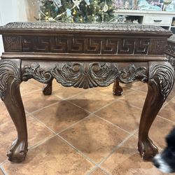 Hand Carved Coffee Table And Two End Tables