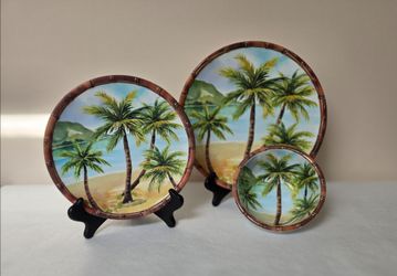 Tropical Palm Trees Dinnerware 14 Pieces