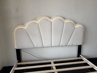 Queen platform bed frame with LED lights