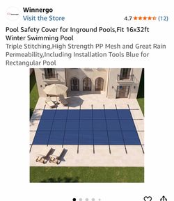 Pool Safety Cover for Inground Pools,Fit 16x32ft Winter Swimming Pool Triple Stitching,High Strength PP Mesh and Great Rain Permeability,Including Ins