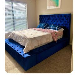 Blue Velvet Bed Frame 