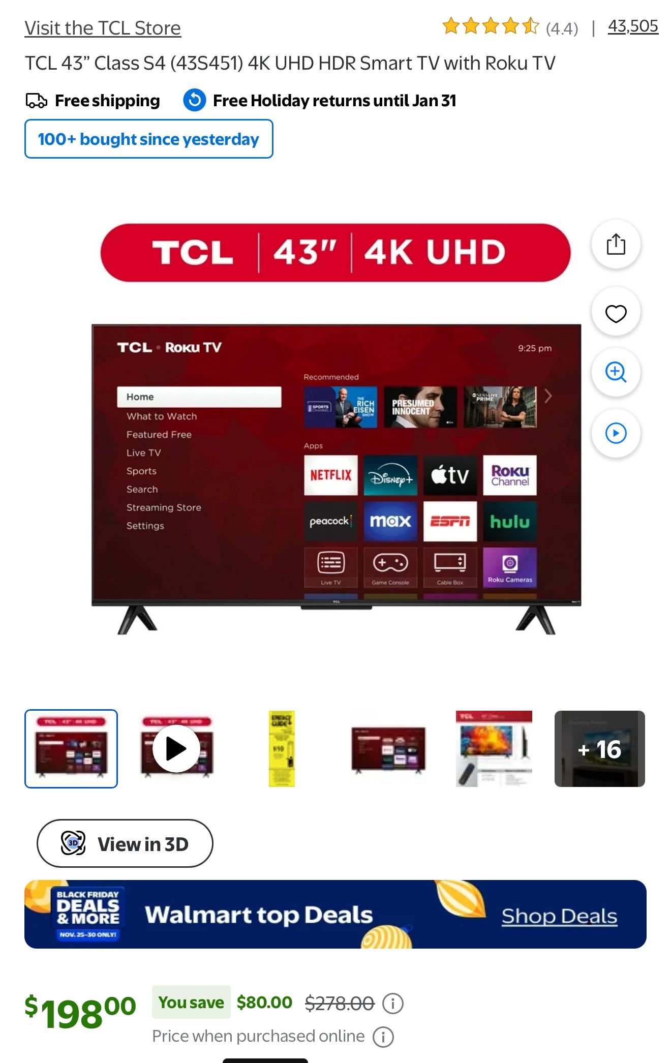 TCL Roku TV 43" LCD - Brand New Open Box