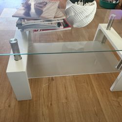 Modern White Glass Coffee Table