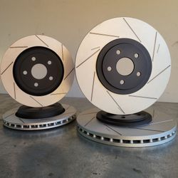 2019 JEEP GRAND CHEROKEE V8 6.2L FRONT & REAR SLOTTED ONLY ROTORS FULL CAST REPLACEMENT OE FIT COATED SILVER BLACK