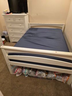 Full bed frame and memory foam mattress
