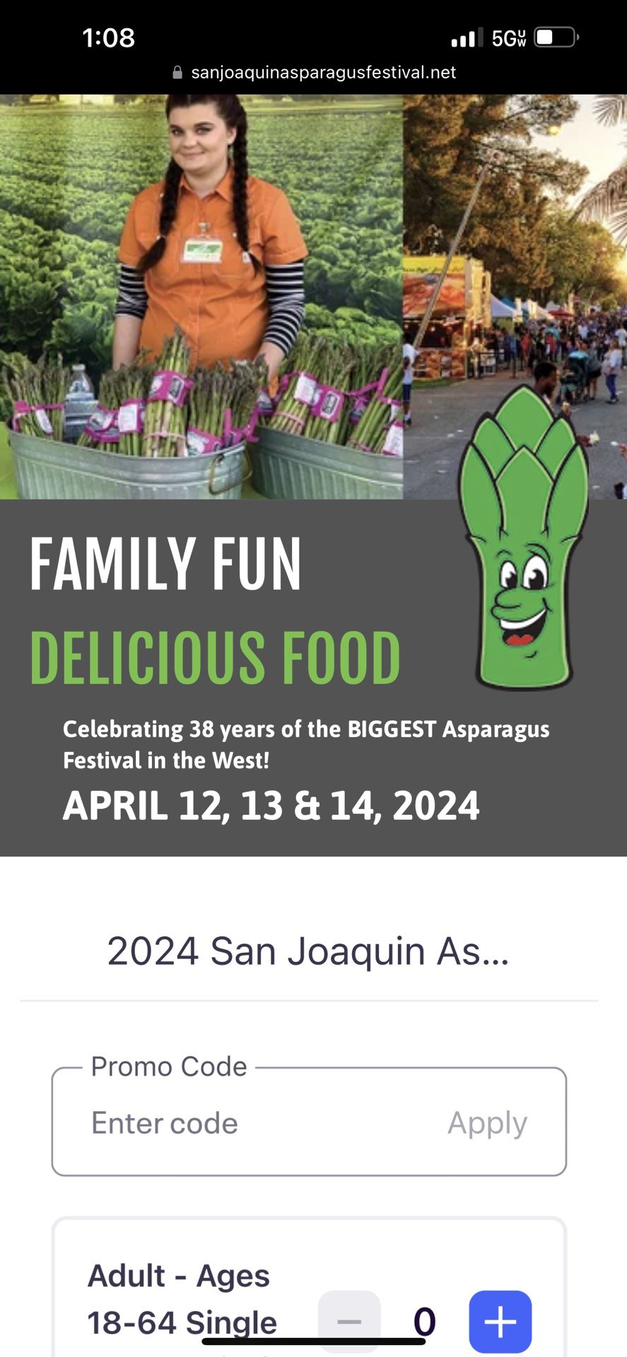 Tickets For Asparagus Festival.