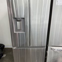 Brand new Samsung 22 cu. ft. Standard Depth 3-Door French Door Smart Refrigerator in Fingerprint Resistant Stainless Steel with Dispenser