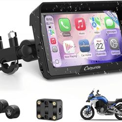 Carpuride W502TPRO for Motorcycle CarPlay& Android Auto& TPMS& Dual Bluetooth - 5" Waterproof GPS Navigation Screen for Motorbike, Music Sharing, Inte
