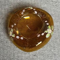 Vintage Czech Bohemian Amber Art Glass Ashtray