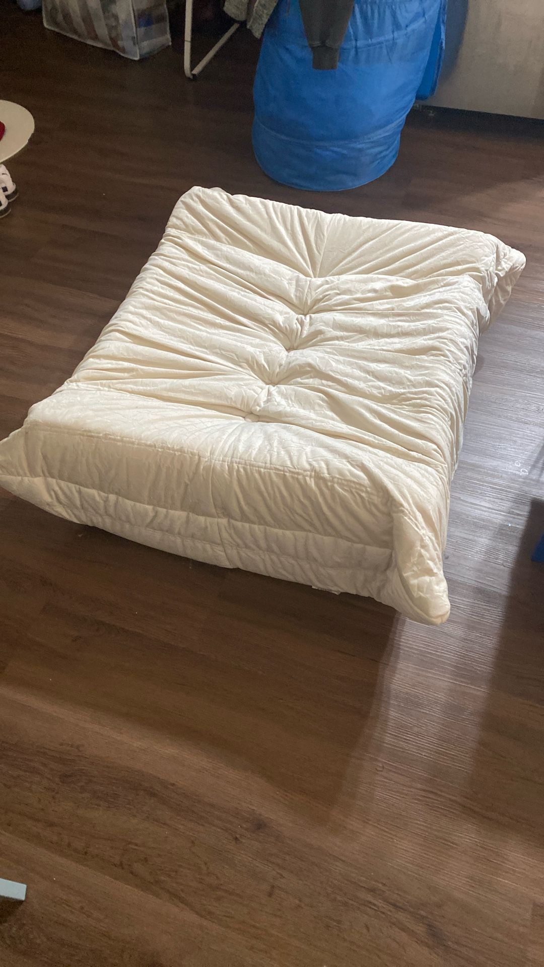 Bean Bag Ottoman Floor Chair In Beige
