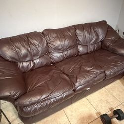 Brown leather couch