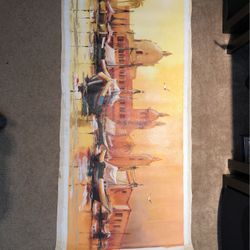 Original Painting Old Town Cathedral Of Cartagena De Indias (Colombia)