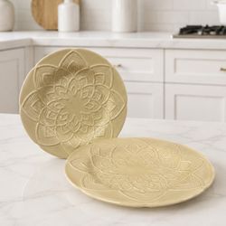 Taste Setter by Sigma Japan Embossed Lotus Salad Plates 8” Set of 2 Vintage