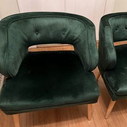 Emerald Velvet Mid-Century Accent Chairs