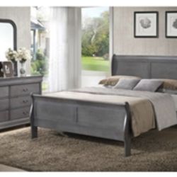 Modern Gray Queen Size  Complete Bedroom Set. Mattress sold separately 