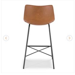 Poly & Bark Counter Height Barstools Tan: Leatherette, Steel Base