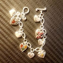 Brighton Charm Bracelet Silver Jewelry Heart Valentines Love Dream Laugh Dress