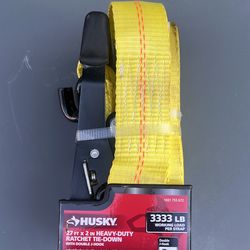 27 ft x2 in  heavy duty ratchet tie-down with double j-hook