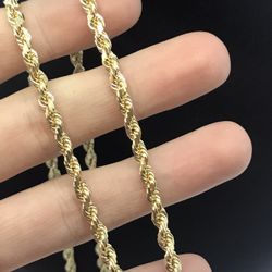 Gold Chain Rope 14K Solid New 
