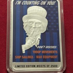 silver 2oz. bar ~ The Fight For Freedom's Sake