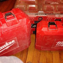 Milwaukee Brand New Rotary Hammer In Box Mint Condition With 360'laser M12 Milwaukee Set With Milwaukee Pack out Double Box And A Drill With Battery 