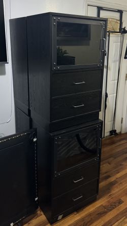 Glass And Wooden File Cabinet